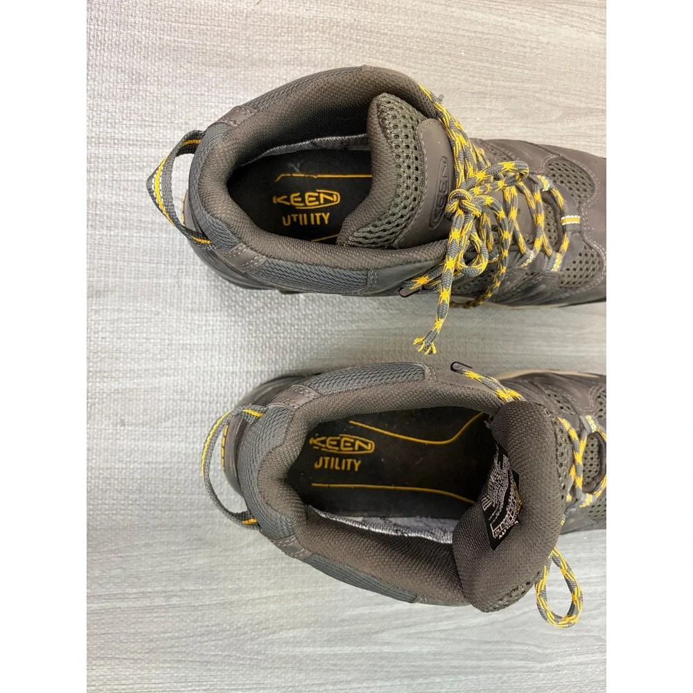 Keen Utility Lansing Mid Work Boots 9.5D Raven Gray Steel Toe EH Safety Hiking